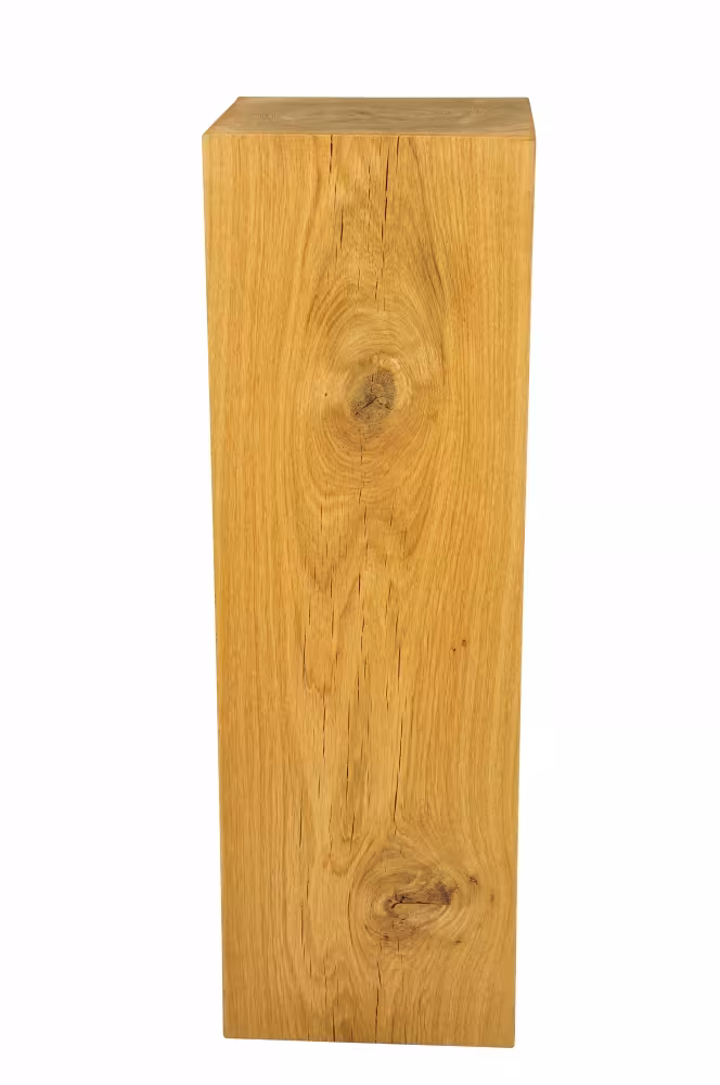 Dekosäule aus Holz, geschliffene und geölte Eiche, 76 cm hoch - Massivholz Dekosäule aus geölter Eiche, Seitenansicht