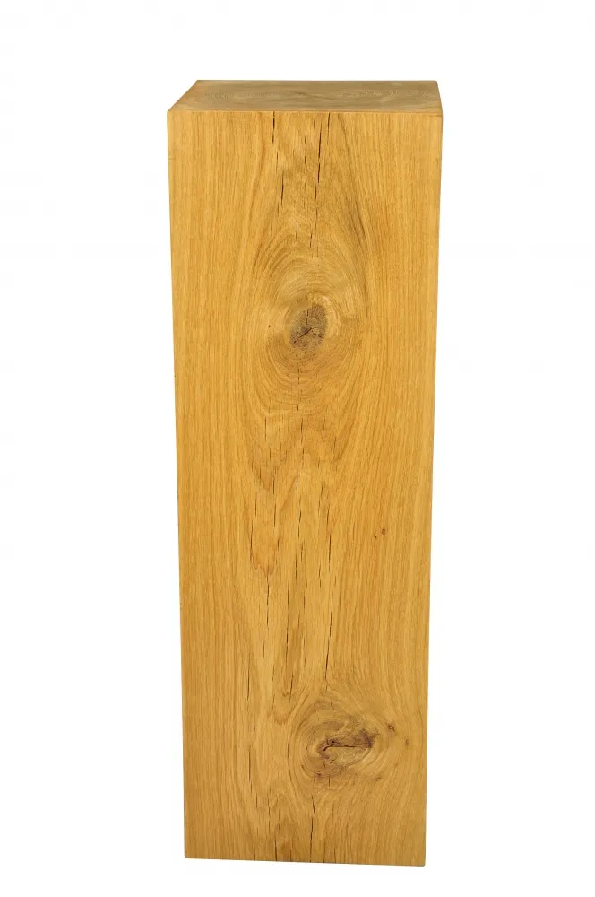 Dekosäule aus Holz, geschliffene und geölte Eiche, 76 cm hoch - Massivholz Dekosäule aus geölter Eiche, Seitenansicht