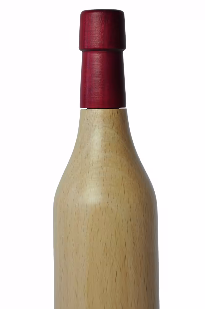 Pfeffermühle aus Holz - in Form einer 0,5 l Weinflasche