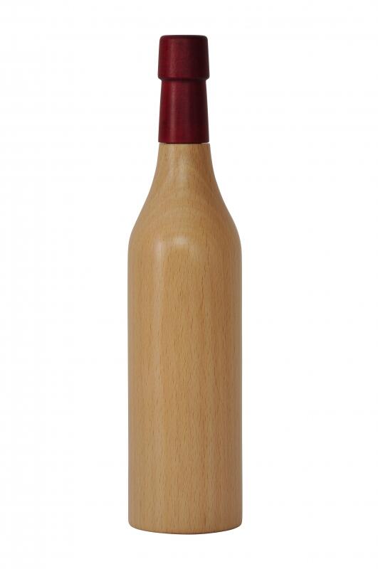 Pfeffermühle aus Holz - in Form einer 0,5 l Weinflasche aus Buche