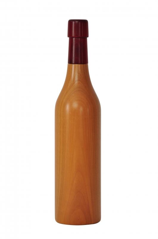 Pfeffermühle aus Holz - in Form einer 0,5 l Weinflasche aus Kirschbaum