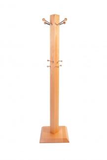 Garderobenständer aus Holz - Buche natur lackiert mit Edelstahl-Haken