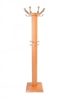 Garderobenständer aus Holz - Buche natur lackiert / Edelstahl, mit sehr vielen Aufhängmöglichkeiten