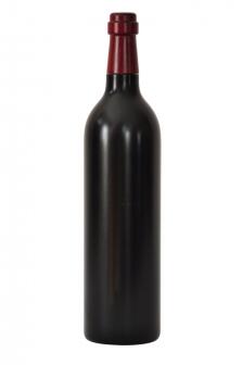Pfeffermühle aus Holz - Weinflasche 0,75 l schwarz lackiert - Deckel rot