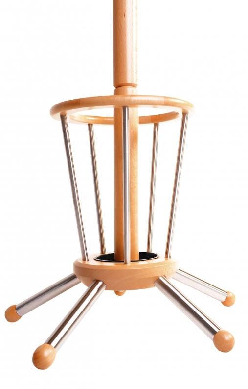 Schirmständerunterteil mit Abtropfschale von Garderobenschirmständer aus Holz